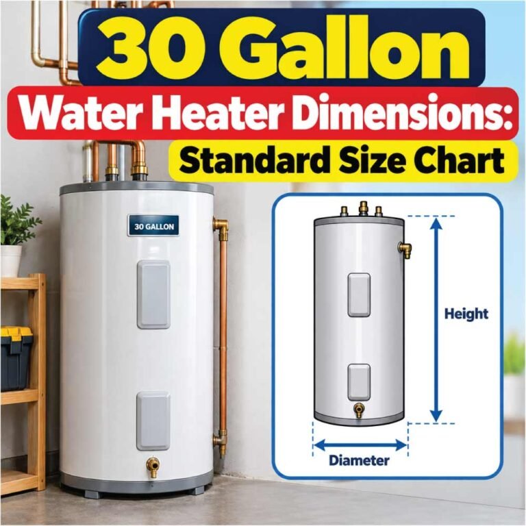 30 Gallon Water Heater Dimensions: Standard Size Chart - Water Heater Fixes